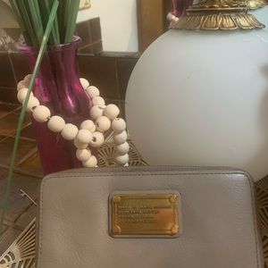 Marc Jacobs Taupe Zippered wrapped Wallet with gold hardware